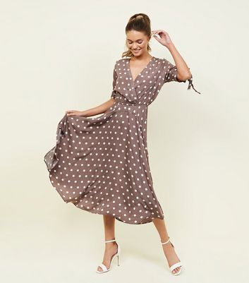 apricot polka dot dress