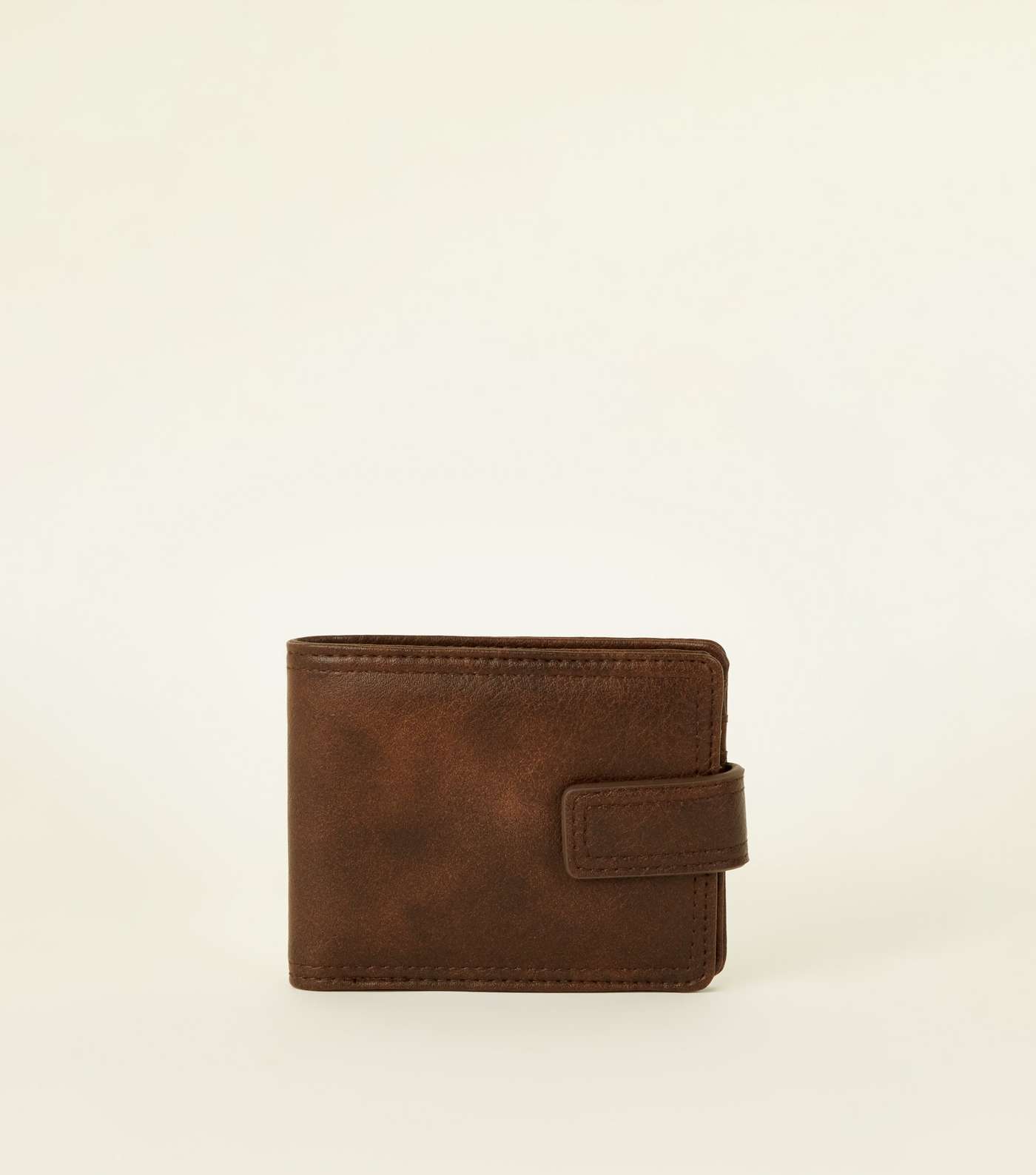 Tan Leather-Look Popper Button Wallet