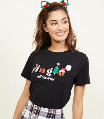 T-shirt noir à slogan Jingle All The 
