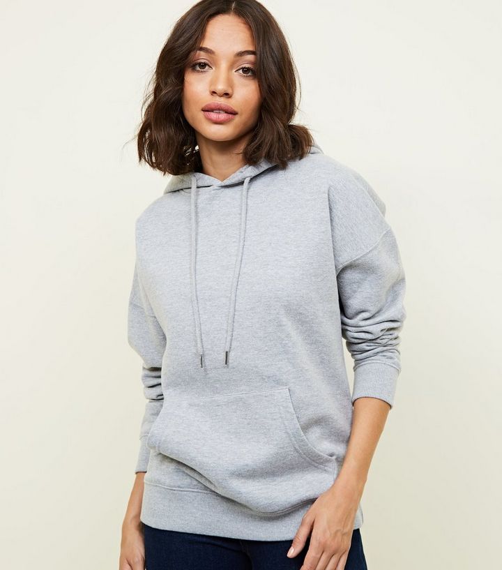 Grey Marl Oversized Hoodie New Look