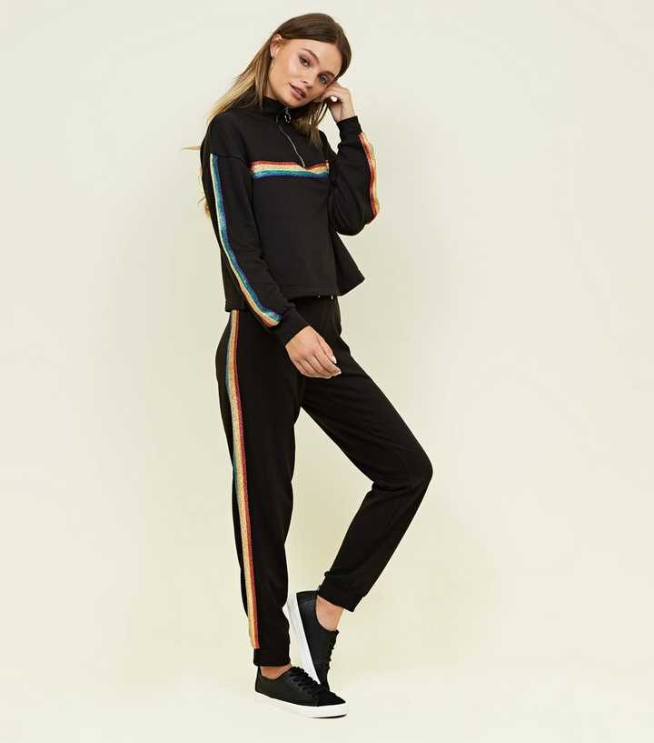 Black Rainbow Side Stripe Sweatshirt