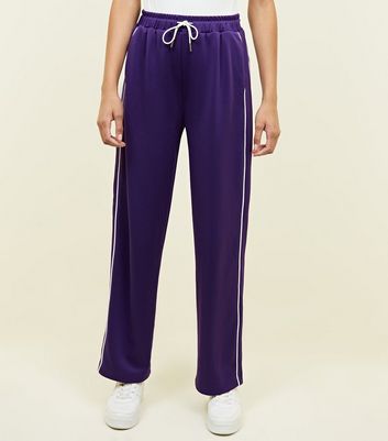 purple satin joggers