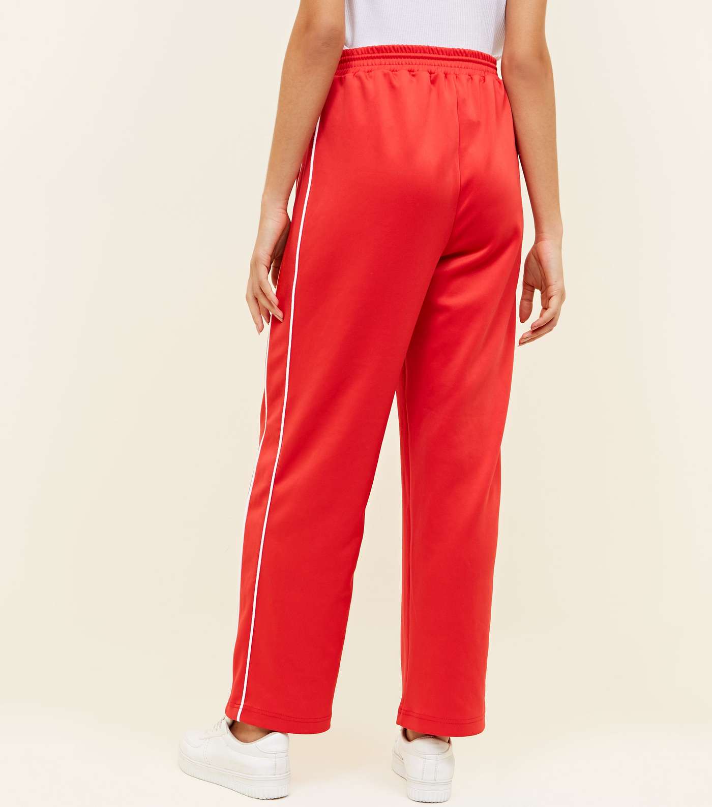 Red Satin Piped Side Wide Leg Joggers Image 3