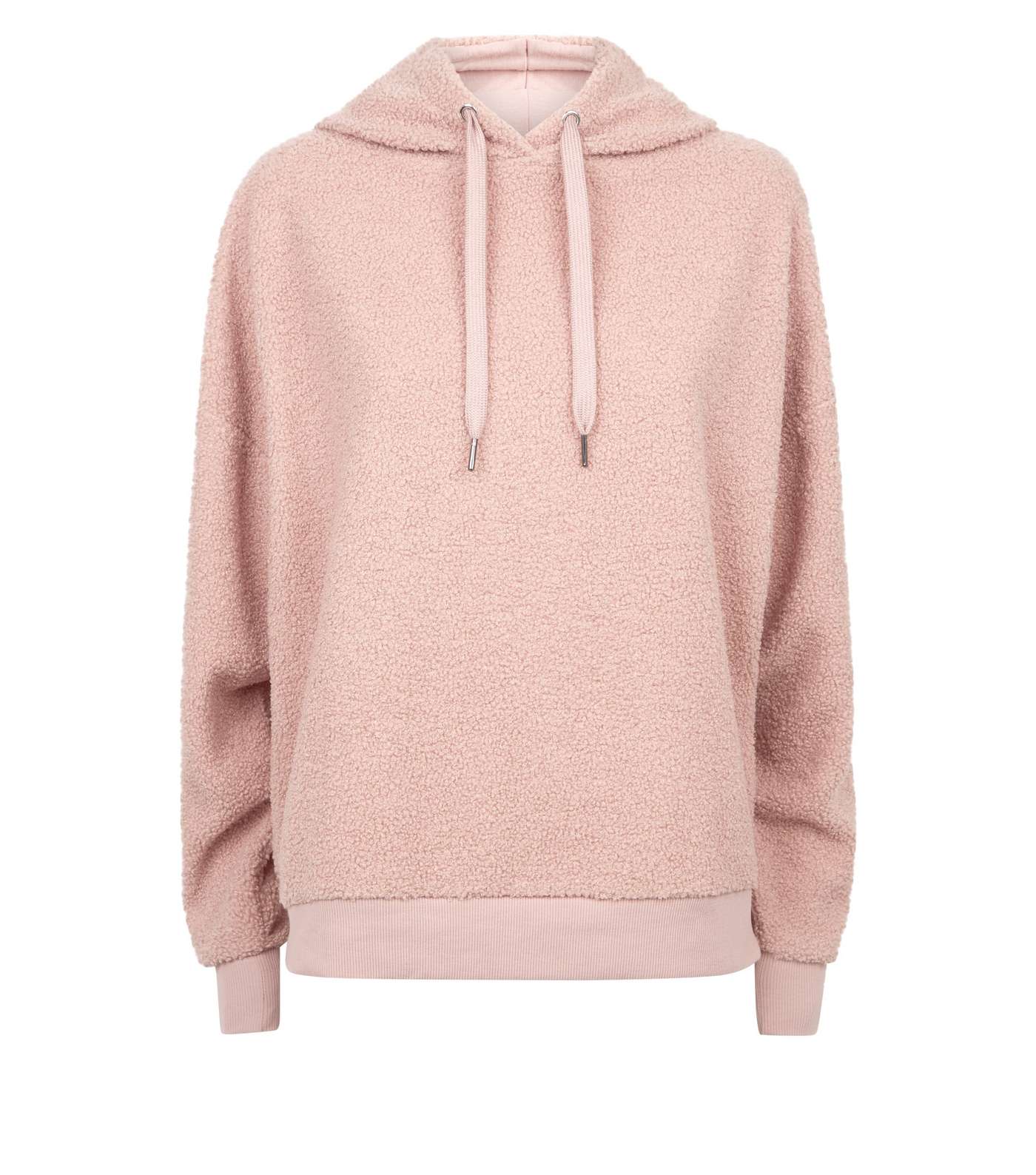 Pale Pink Borg Oversized Hoodie Image 4