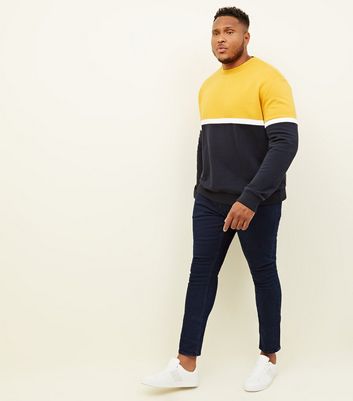Size Yellow Colour Block Sweatshirt 