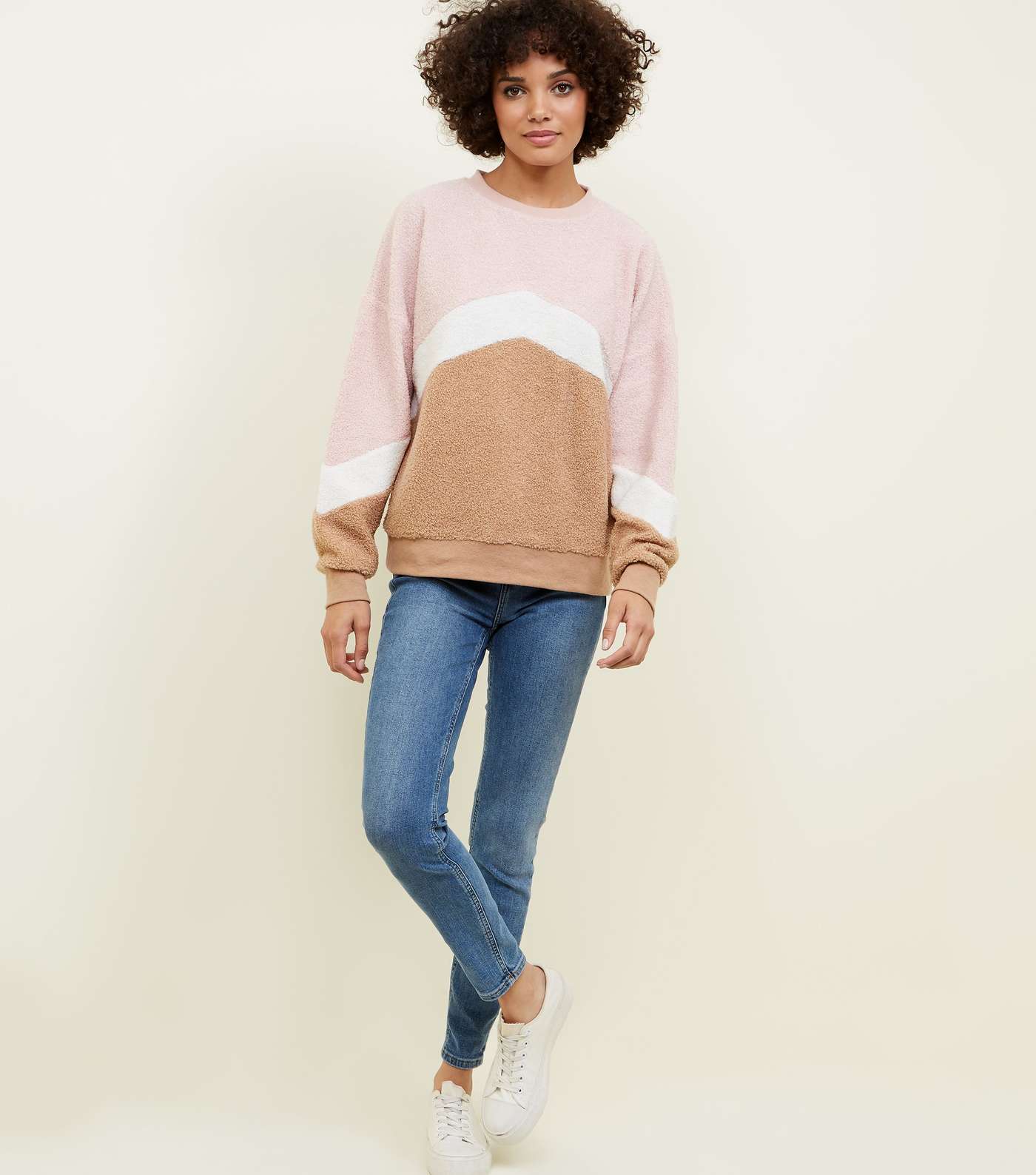Pink Chevron Stripe Borg Sweatshirt Image 2