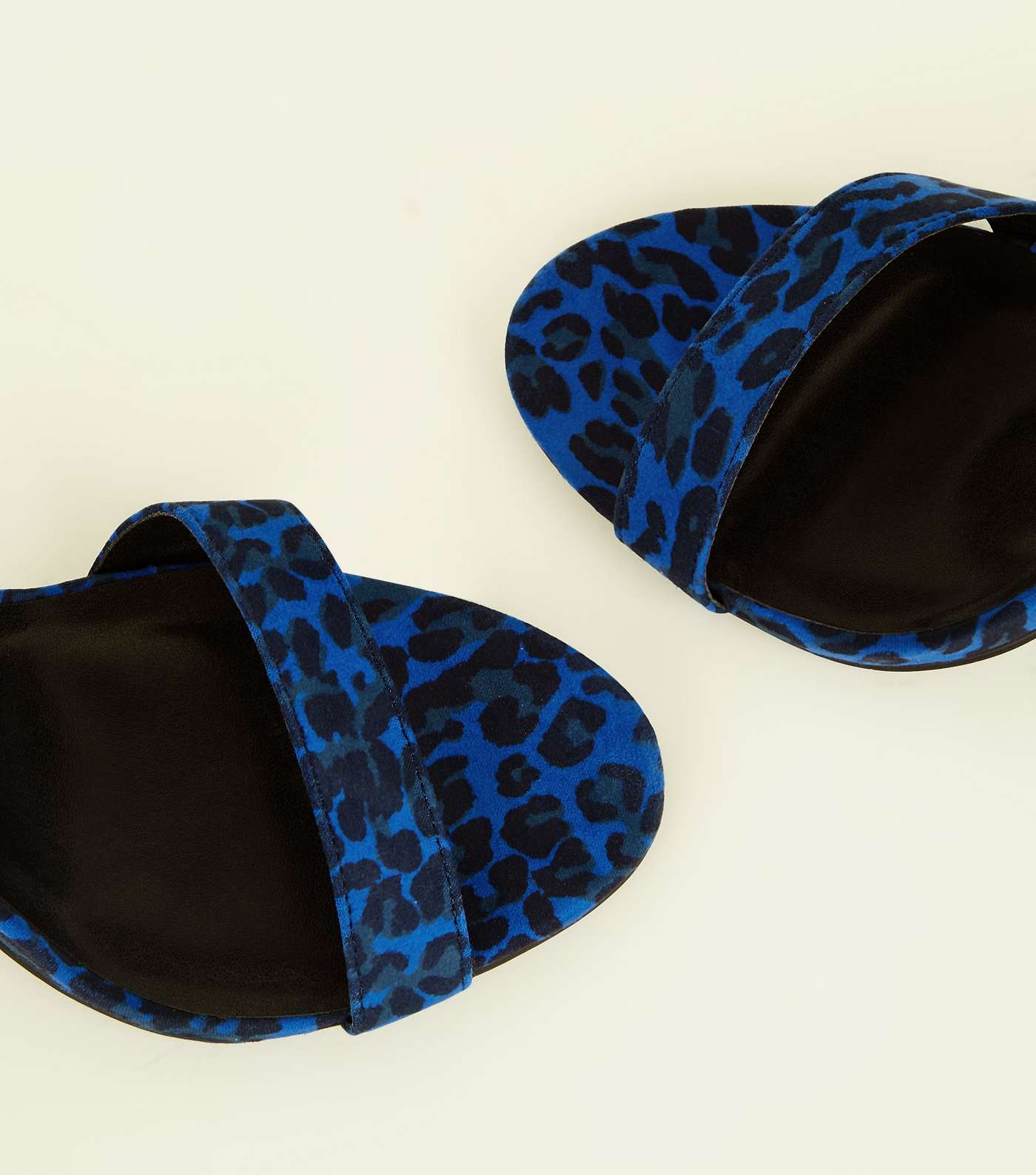 Wide Fit Blue Suedette Leopard Print Stiletto Sandals Image 4