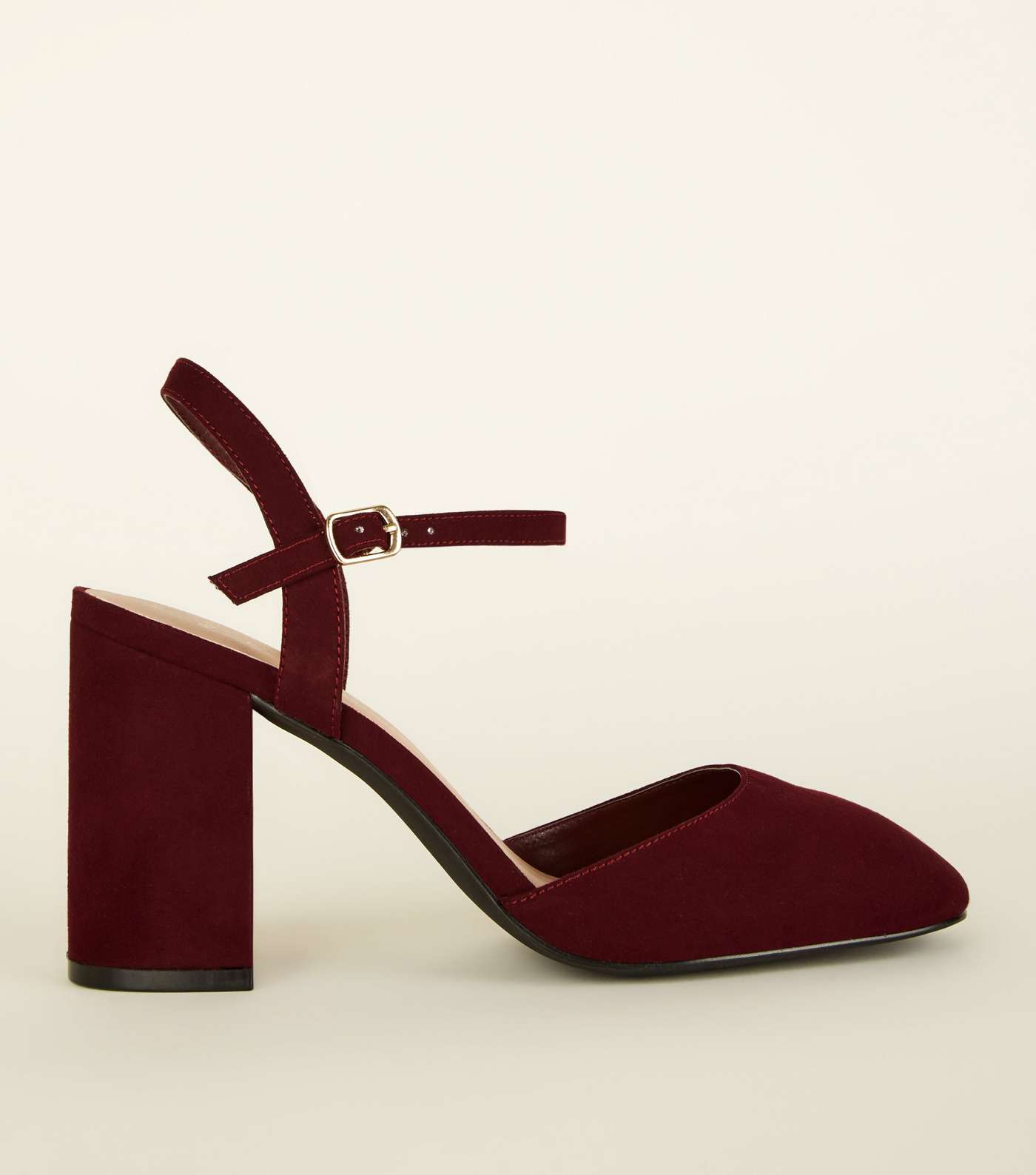 Wide Fit Dark Red Suedette Square Toe Courts 