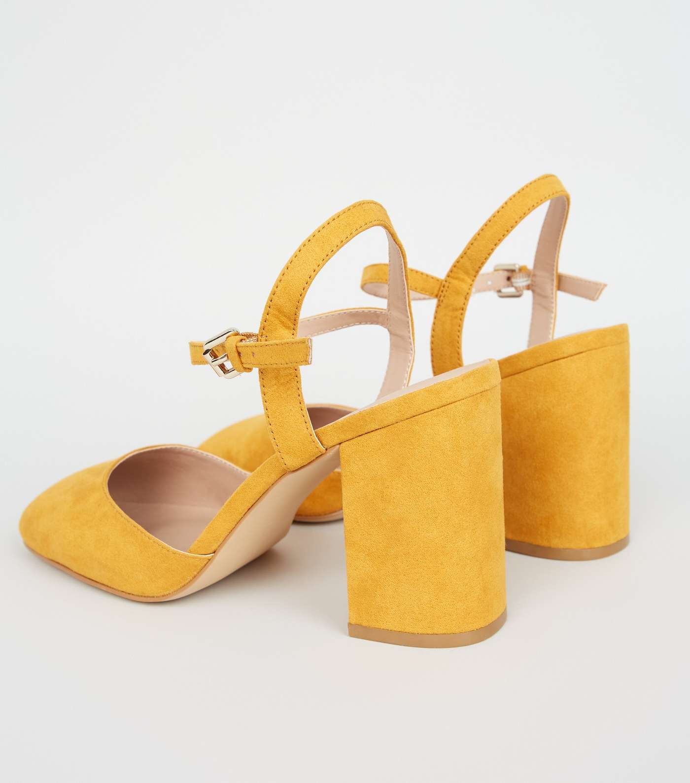 Wide Fit Mustard Suedette Square Toe Courts  Image 4