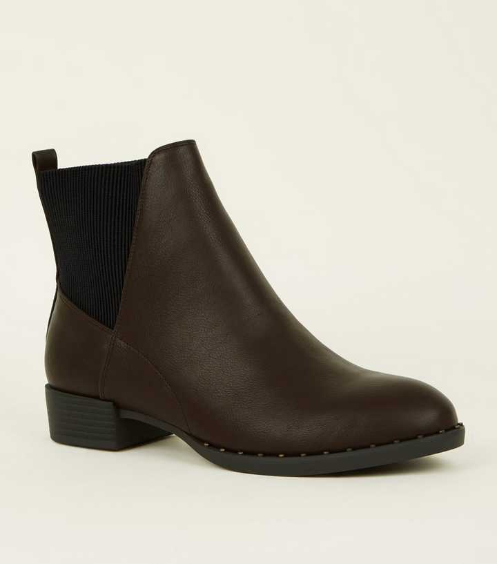 Brown Stud Trim Chelsea Boots