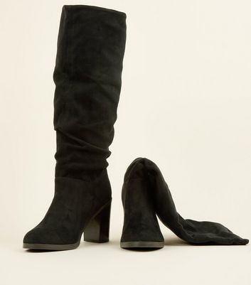 slouch boots with block heel