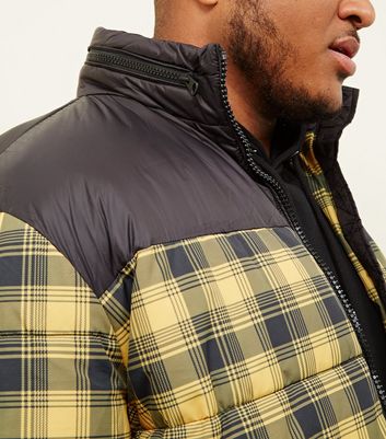 Men's Plus Size Yellow Check Puffer Jacket New Look shop for Men's Plus Size Yellow Check Puffer Jacket New Look at Shopo