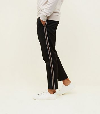 black trousers with black side stripe
