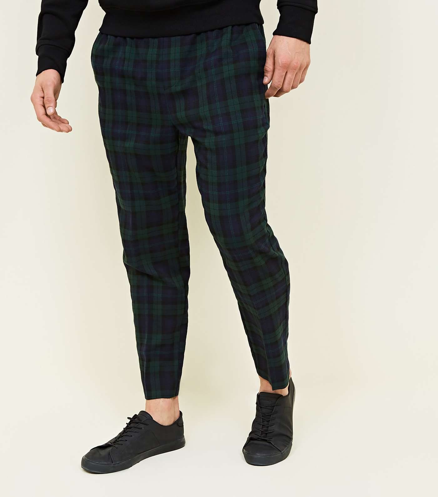 Navy and Green Check Trousers