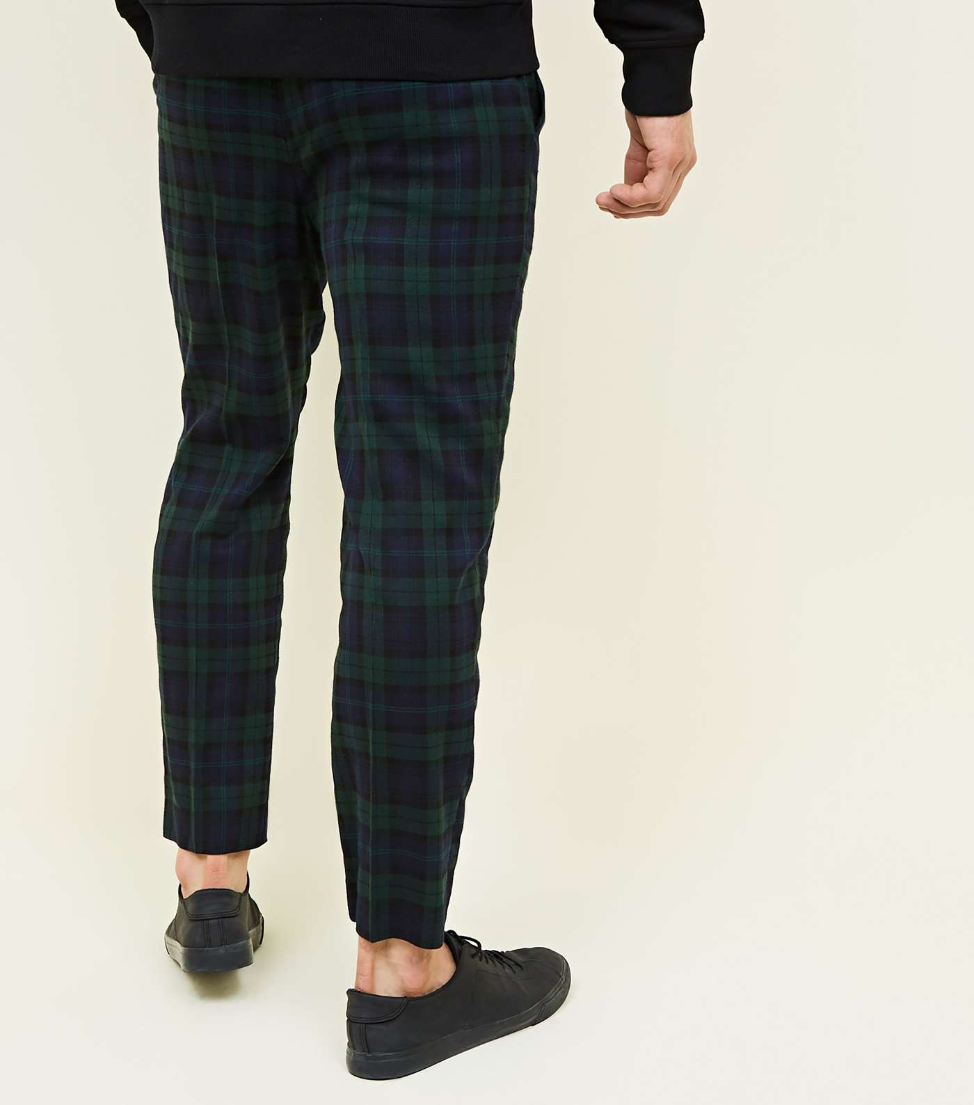 Navy and Green Check Trousers Image 3