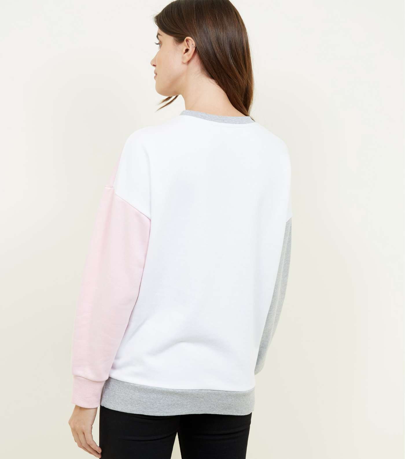 Pink Diagonal Colour Block Sweatshirt Image 3