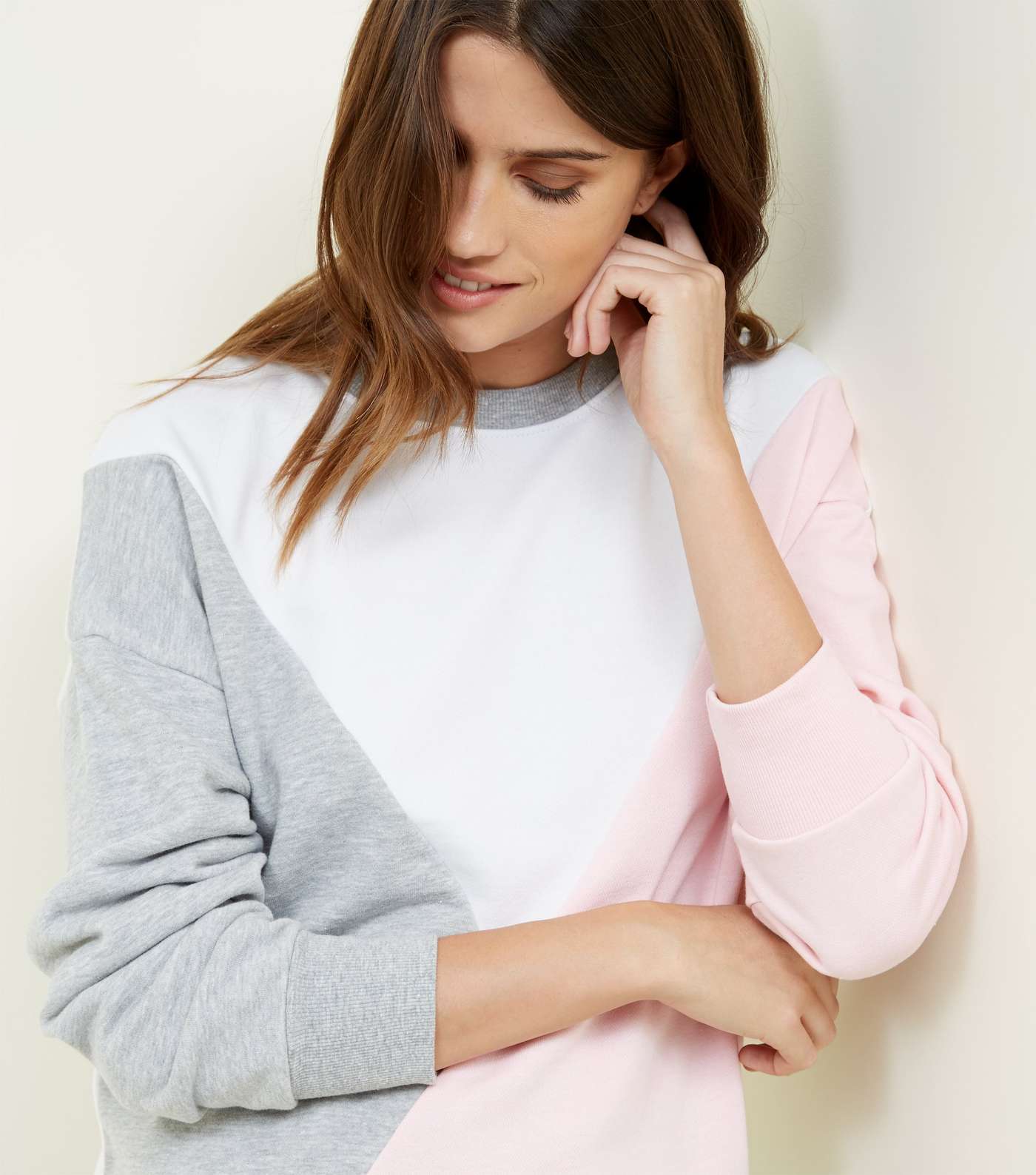 Pink Diagonal Colour Block Sweatshirt Image 5