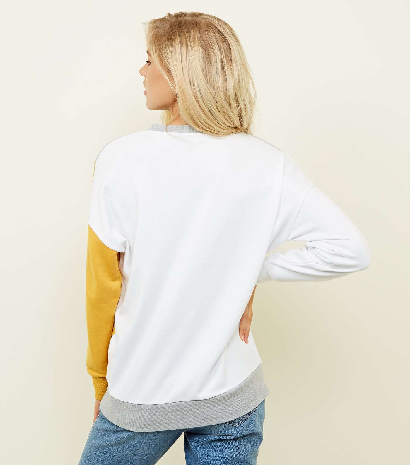 Yellow Diagonal Colour Block Sweatshirt  Image 3