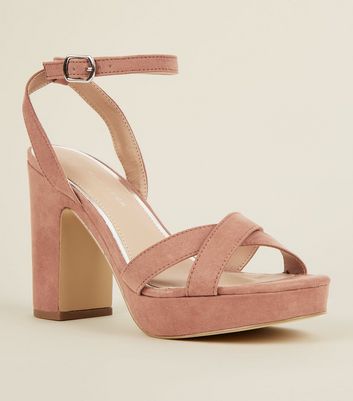 Dusty pink platform heels best sale