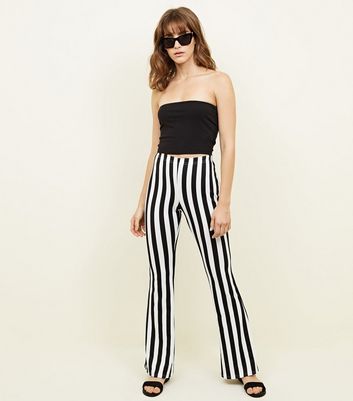 black and white striped flare pants