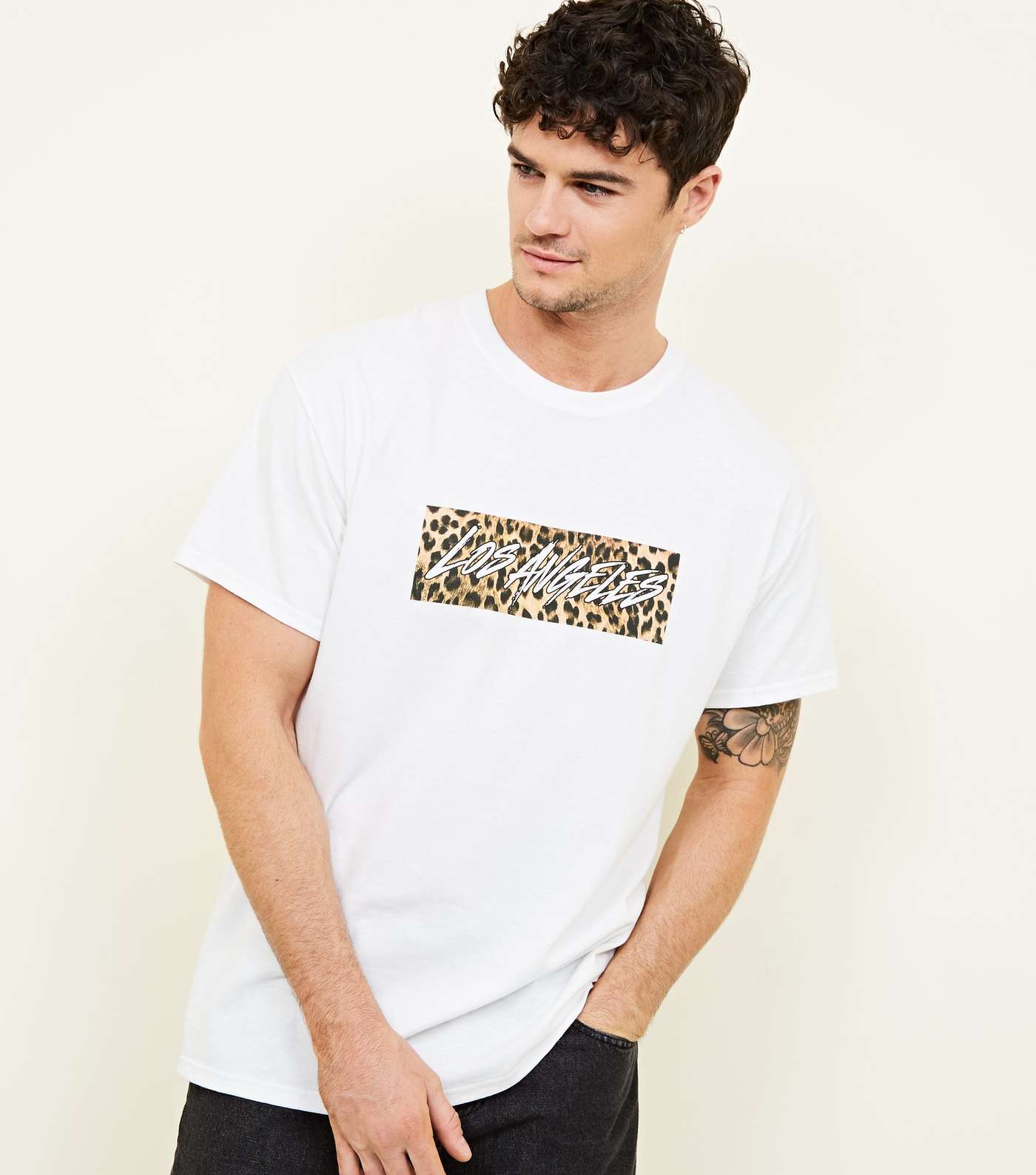 White Leopard Los Angeles Box Print T-Shirt