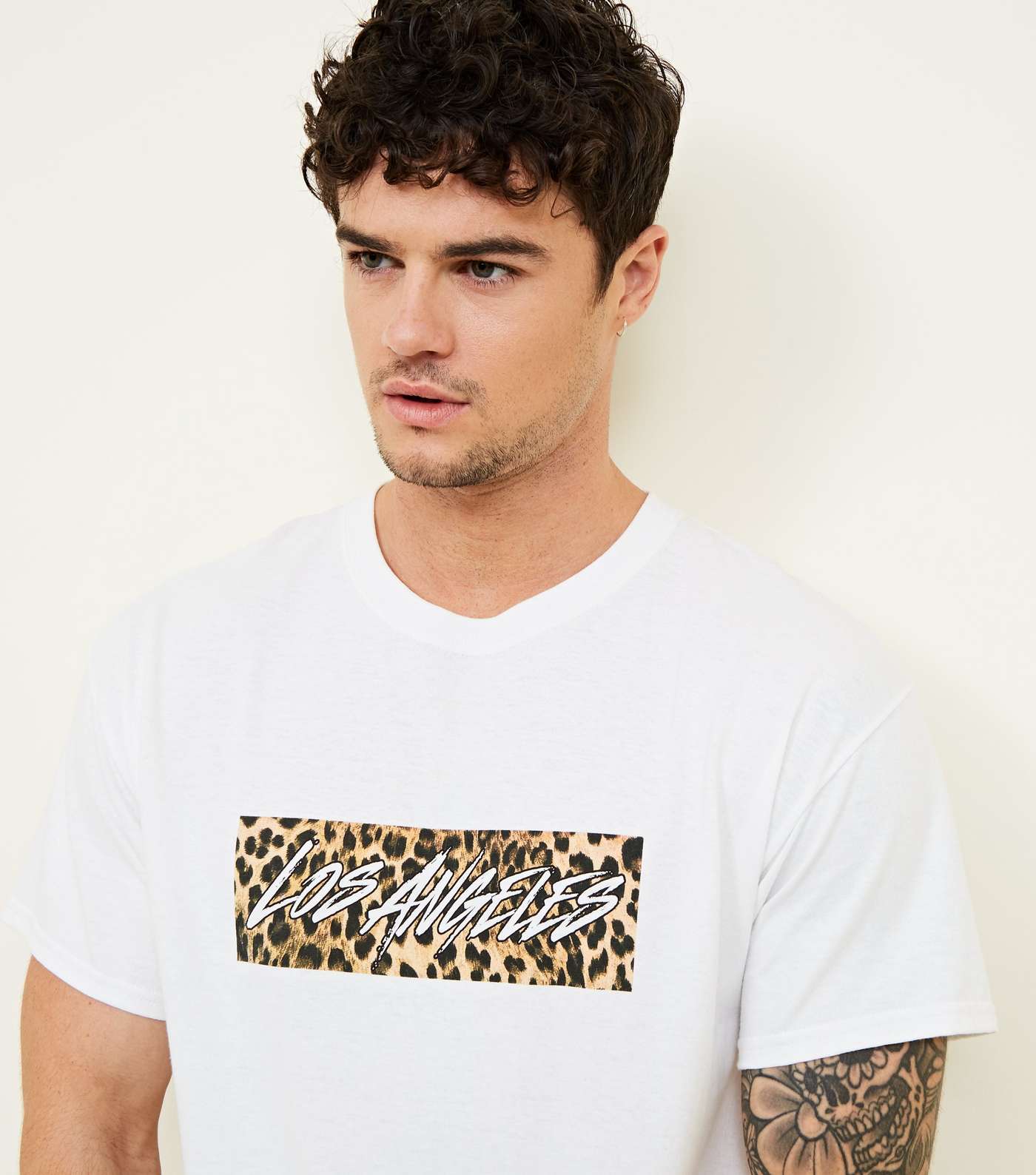 White Leopard Los Angeles Box Print T-Shirt Image 5