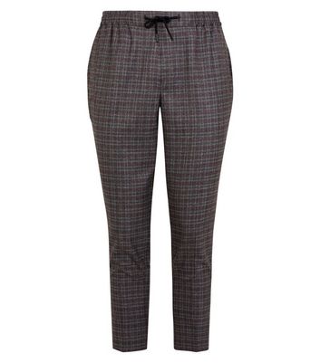 mens grey check joggers