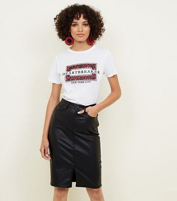 White Heartbreaker Leopard Print T 