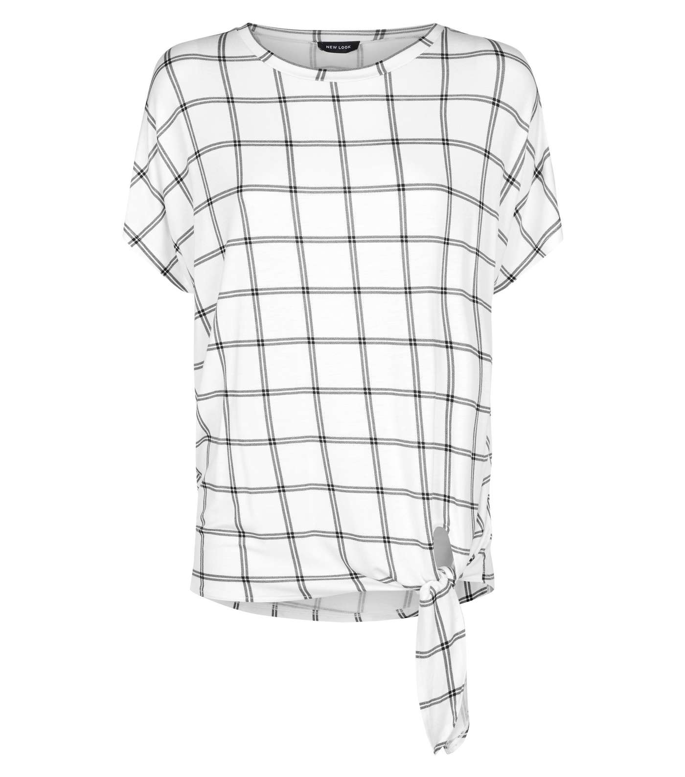 White Grid Check Tie Side T-Shirt Image 4