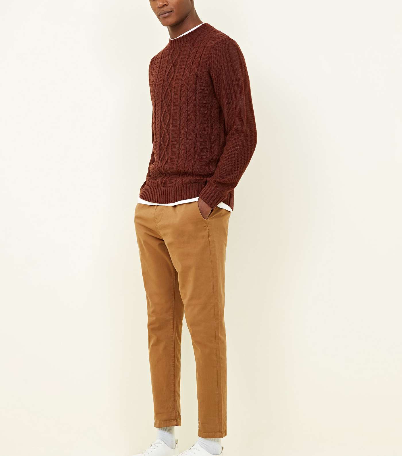 Rust Twisted Cable Knit Jumper Image 2