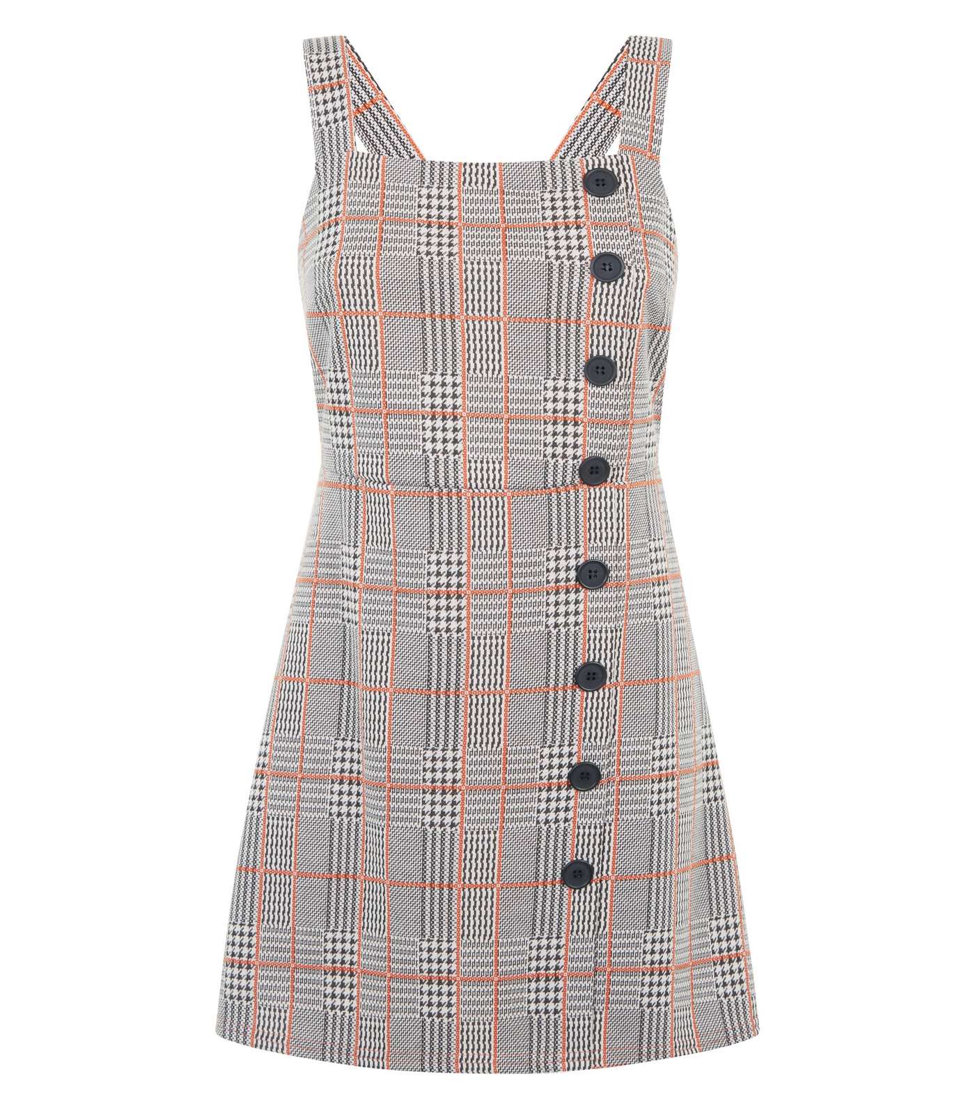 Petite Grey Check Button Side Pinafore Dress Image 4