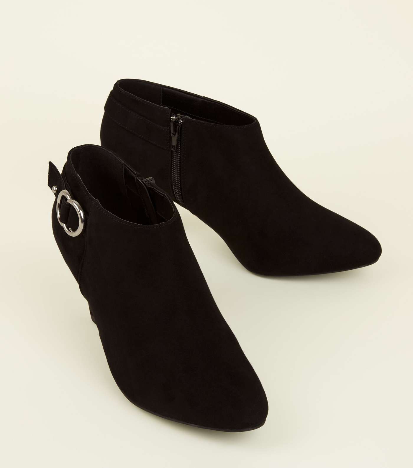 Comfort Flex Black Suedette Cone Heel Shoe Boots  Image 4