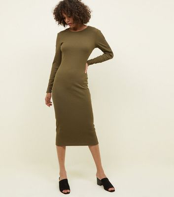 new look khaki midi dress