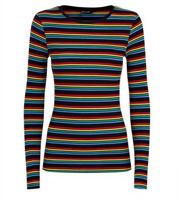 New Look Rainbow Stripe Camiseta para Mujer 