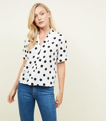 polka dot short sleeve blouse