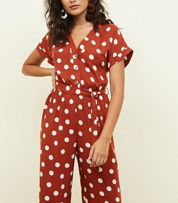 Rust polka 2025 dot jumpsuit