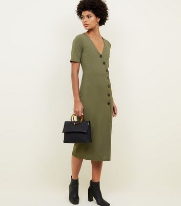 new look khaki midi dress
