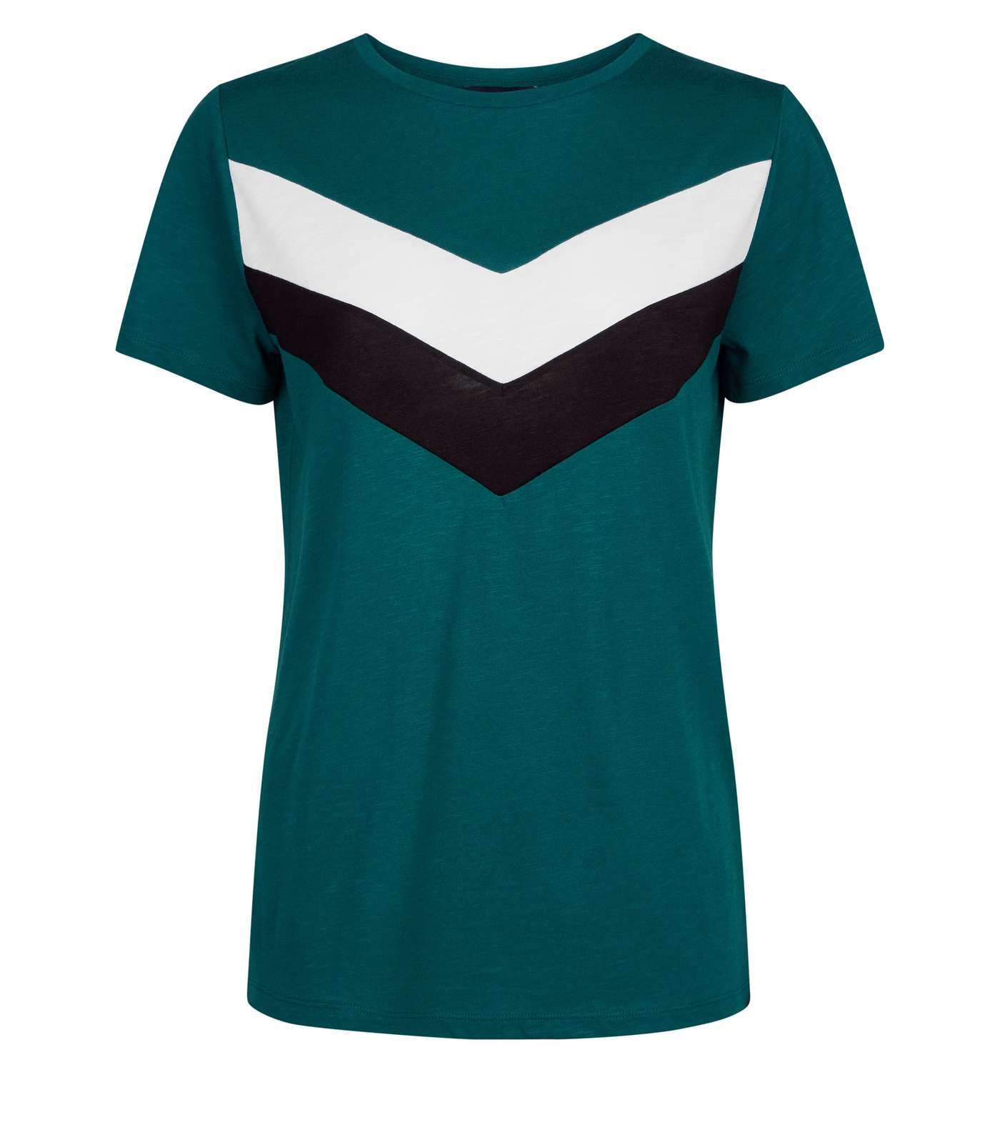 Green Chevron Colour Block T-Shirt Image 4