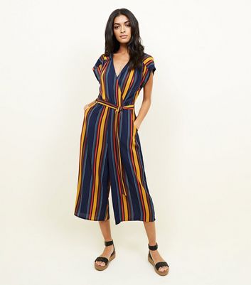 striped wrap jumpsuit