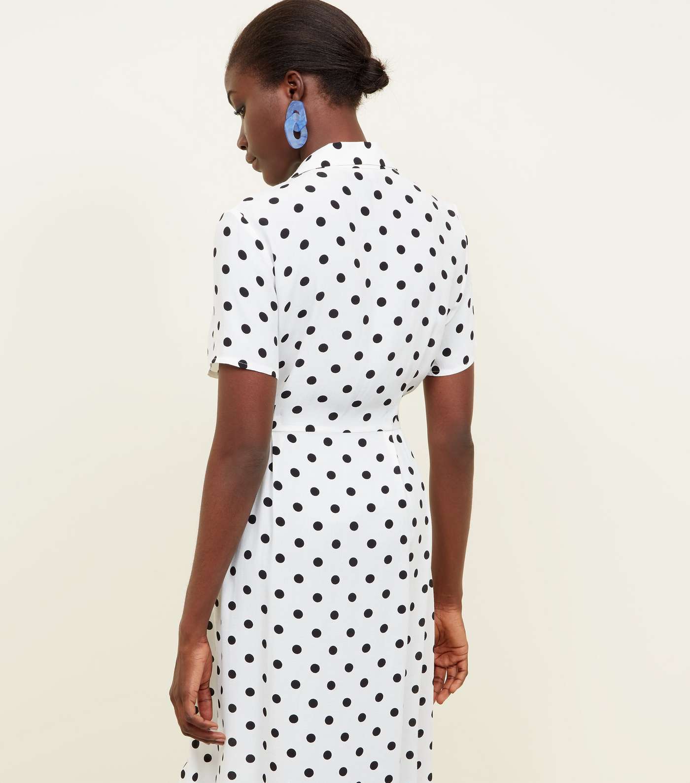 White Spot Print Double Breasted Midi Dress Image 3