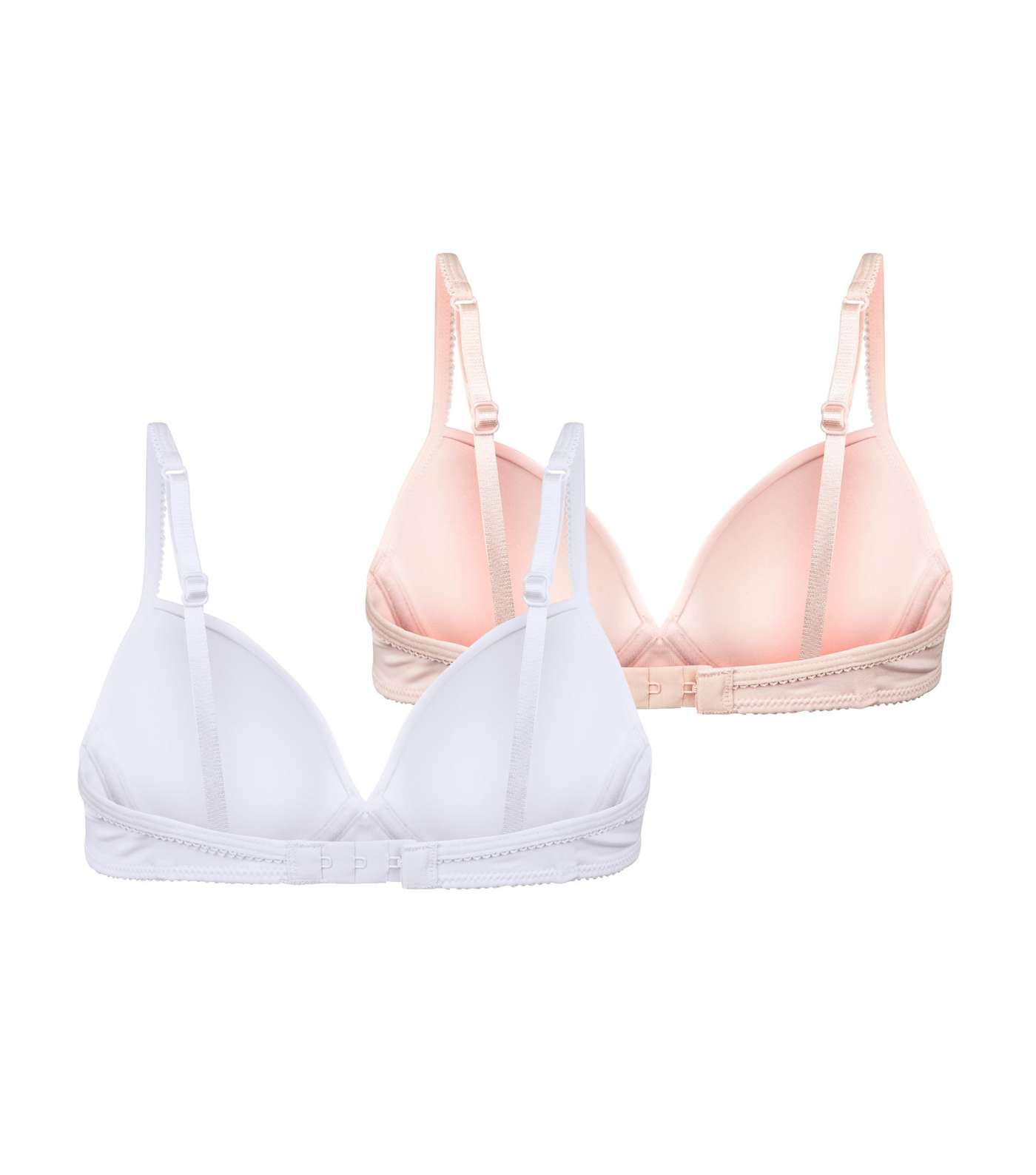 Girls 2 Pack Pale Pink and White Wired Bras Image 2