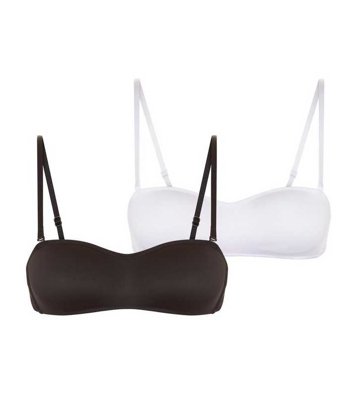 Girls 2 Pack Black and White Strapless Bra 