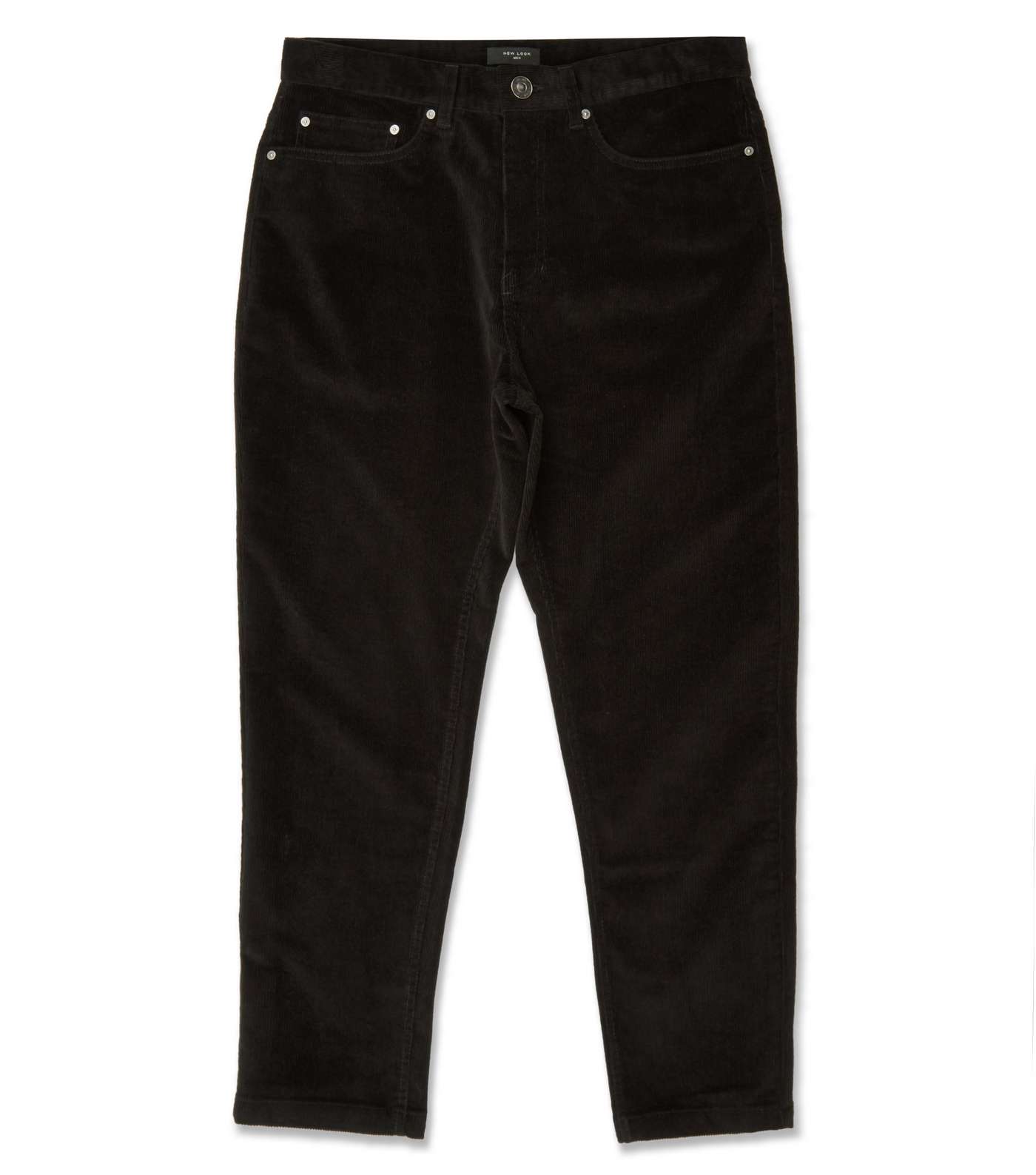 Black Slim Crop Corduroy Trousers Image 4