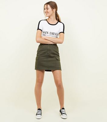 khaki skirt denim
