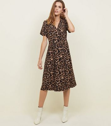 leopard print midi dress new look