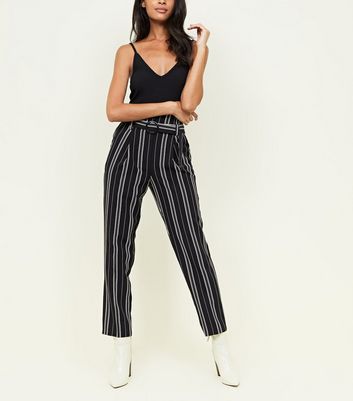 High Waist Striped Paperbag Trousers - 4 Colours - Just $7