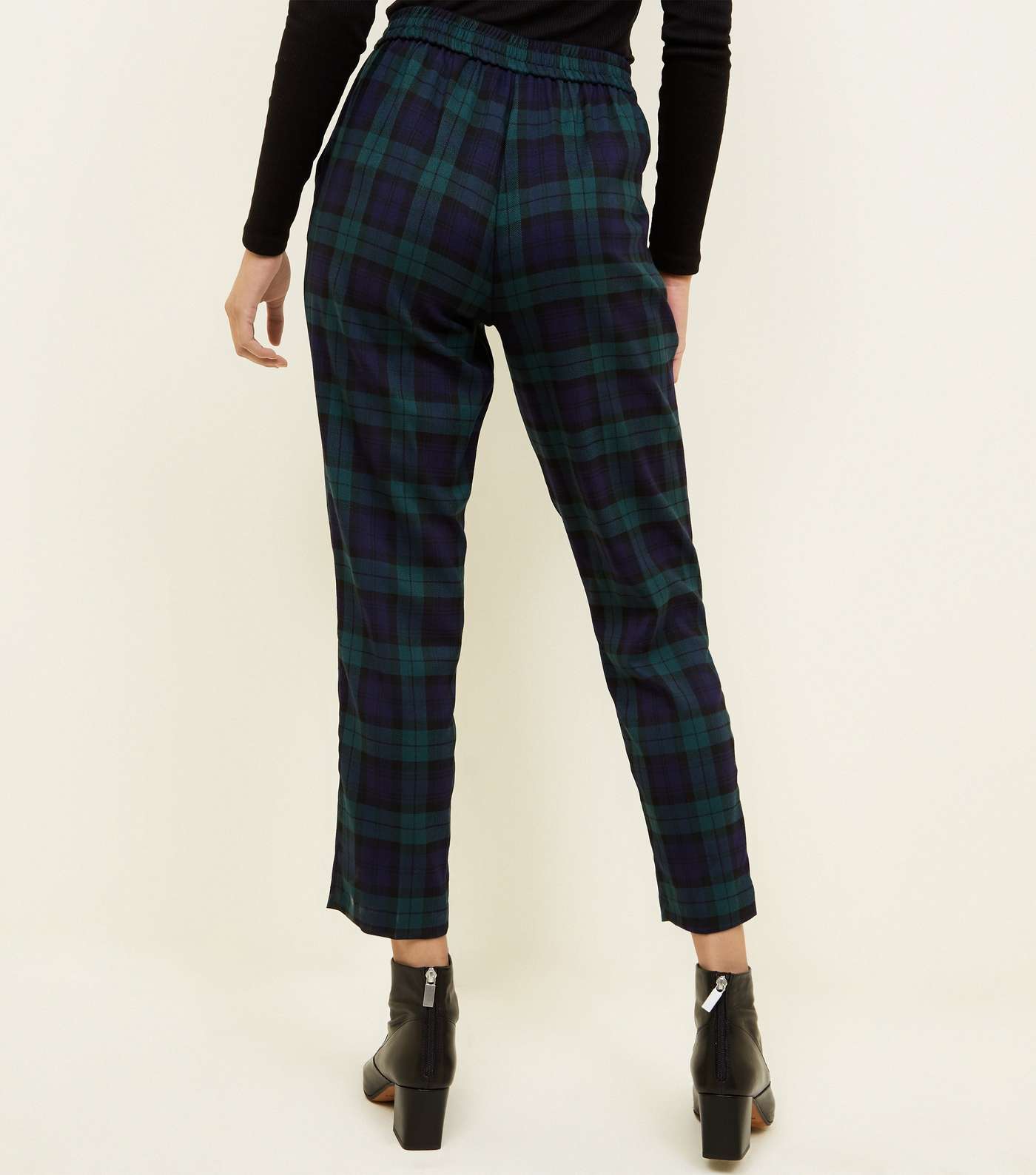 Green Check Button Front Tapered Trousers  Image 3