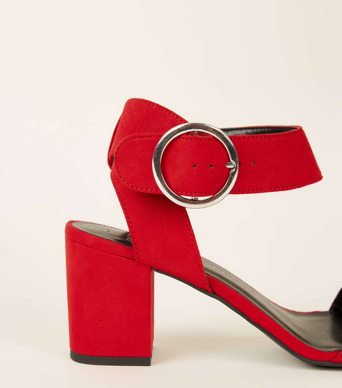 Girls Red Suedette Ring Buckle Sandals Image 3