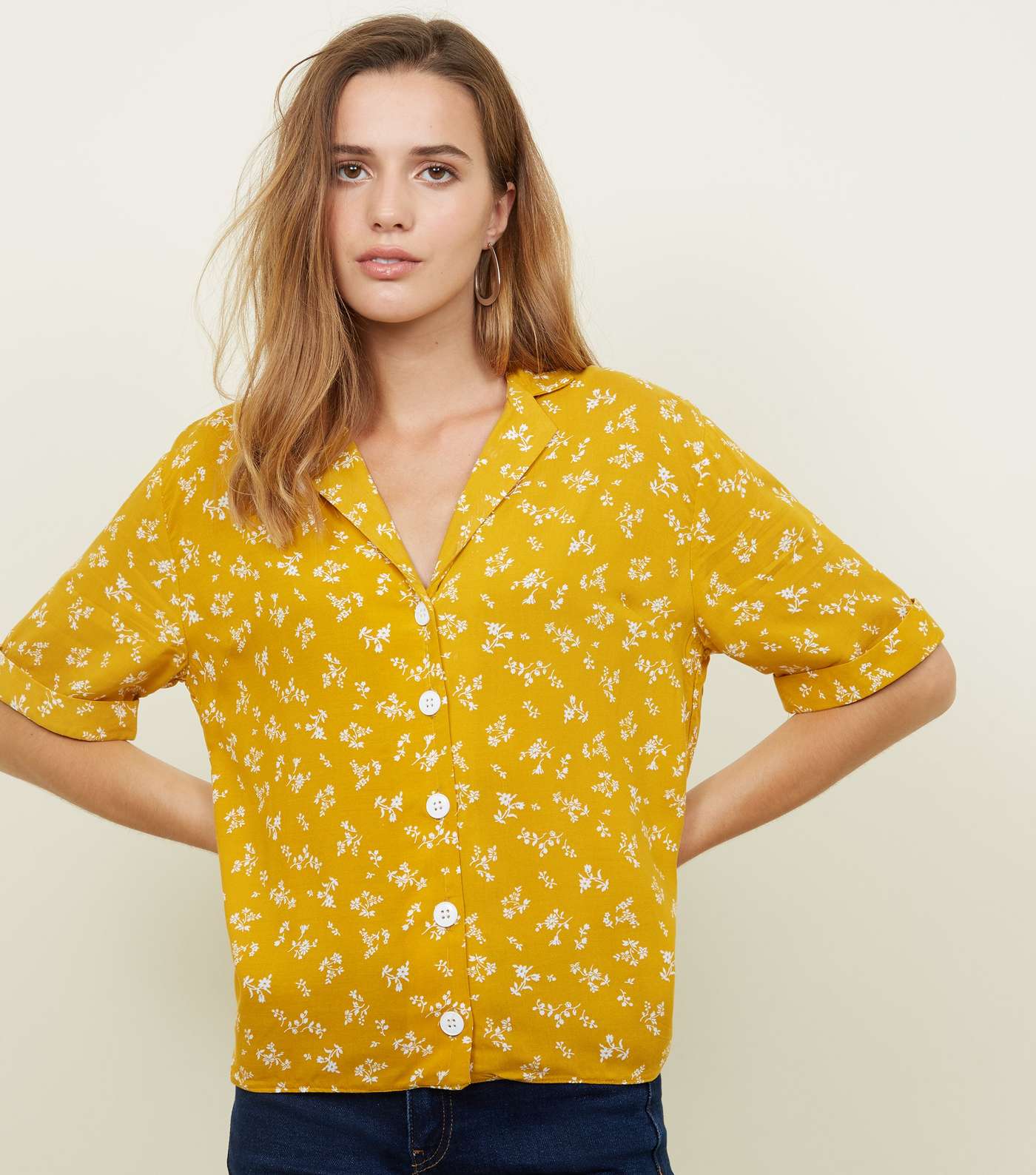 Yellow Ditsy Floral Boxy Shirt