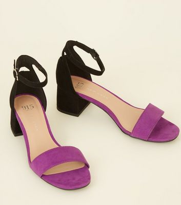 purple mid heel shoes